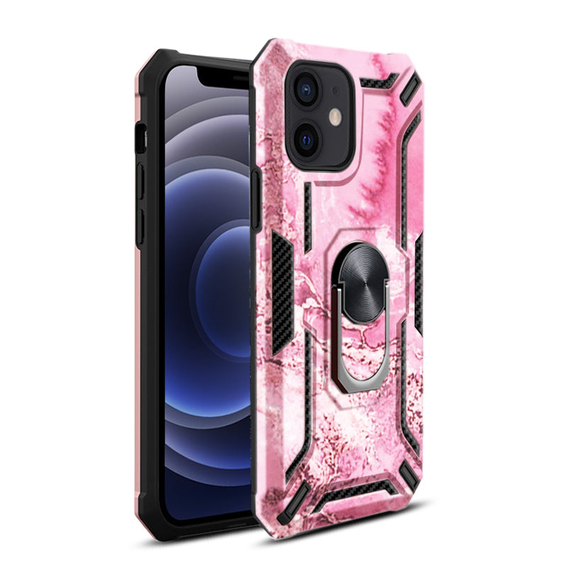Reiko Phone Case with Magnetic Ring Holder For IPHONE 12 MINI In Pink